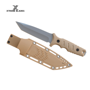 Knife Tactical Survival Full Tang Titanium Coat Pommel Hunting Xtreme Blades Desert Tan