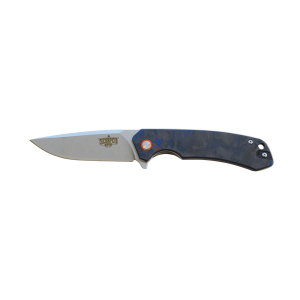 SCORPCO Folding Pocket Knife Hunting Survival Camping D2 Steel Flipper Blue Carbon