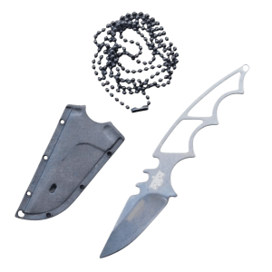 Neck Knife Full Tang 440C Stainless Steel Sharp ABS Sheath Dog Tag Skinning SBNC