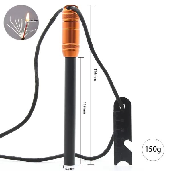 Ferrocerium ferro rod flint fire starter waterproof aluminum extra large rod orange - Image 3